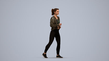 3D scanned woman sport, photorealistic archviz people for Enscape and SketchUp, standing pose render