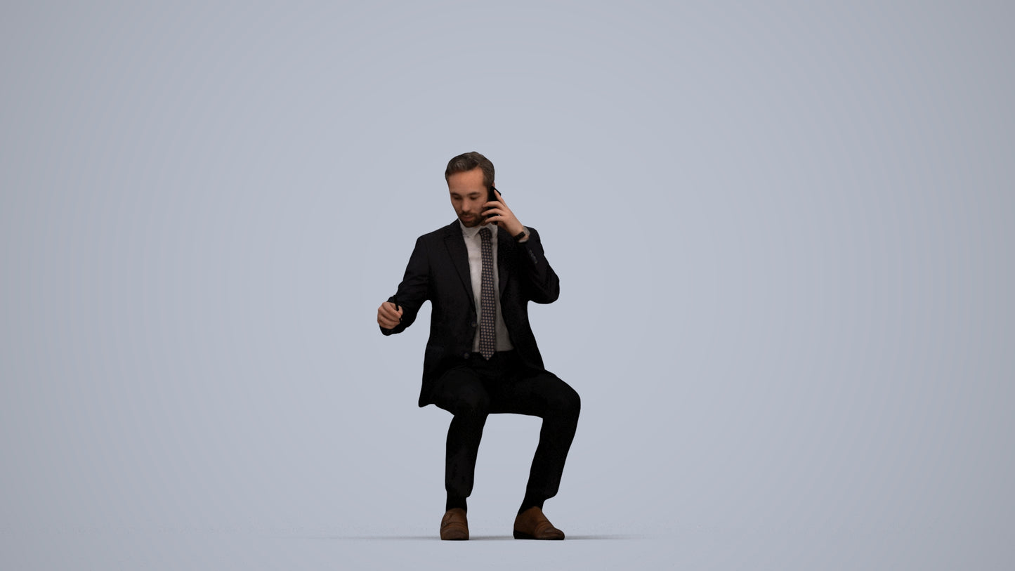 3D scanned man business formal, photorealistic archviz people for Enscape and SketchUp, top-down view render