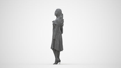 realistic 3D people woman casual standing, render-ready for V-Ray and Corona, FBX OBJ, wireframe back view