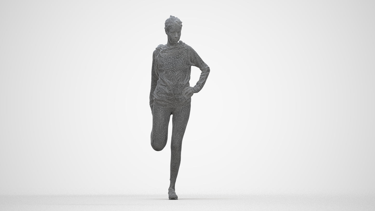realistic 3D people woman sport, render-ready for V-Ray and Corona, FBX OBJ, wireframe back view