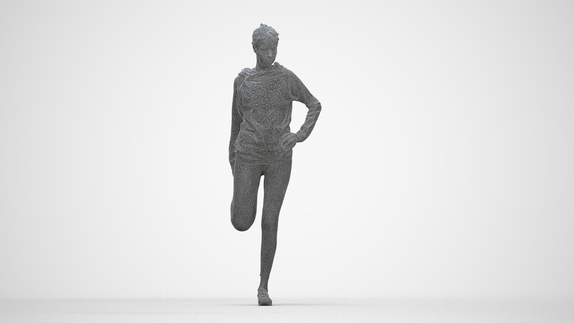 realistic 3D people woman sport, render-ready for V-Ray and Corona, FBX OBJ, wireframe back view