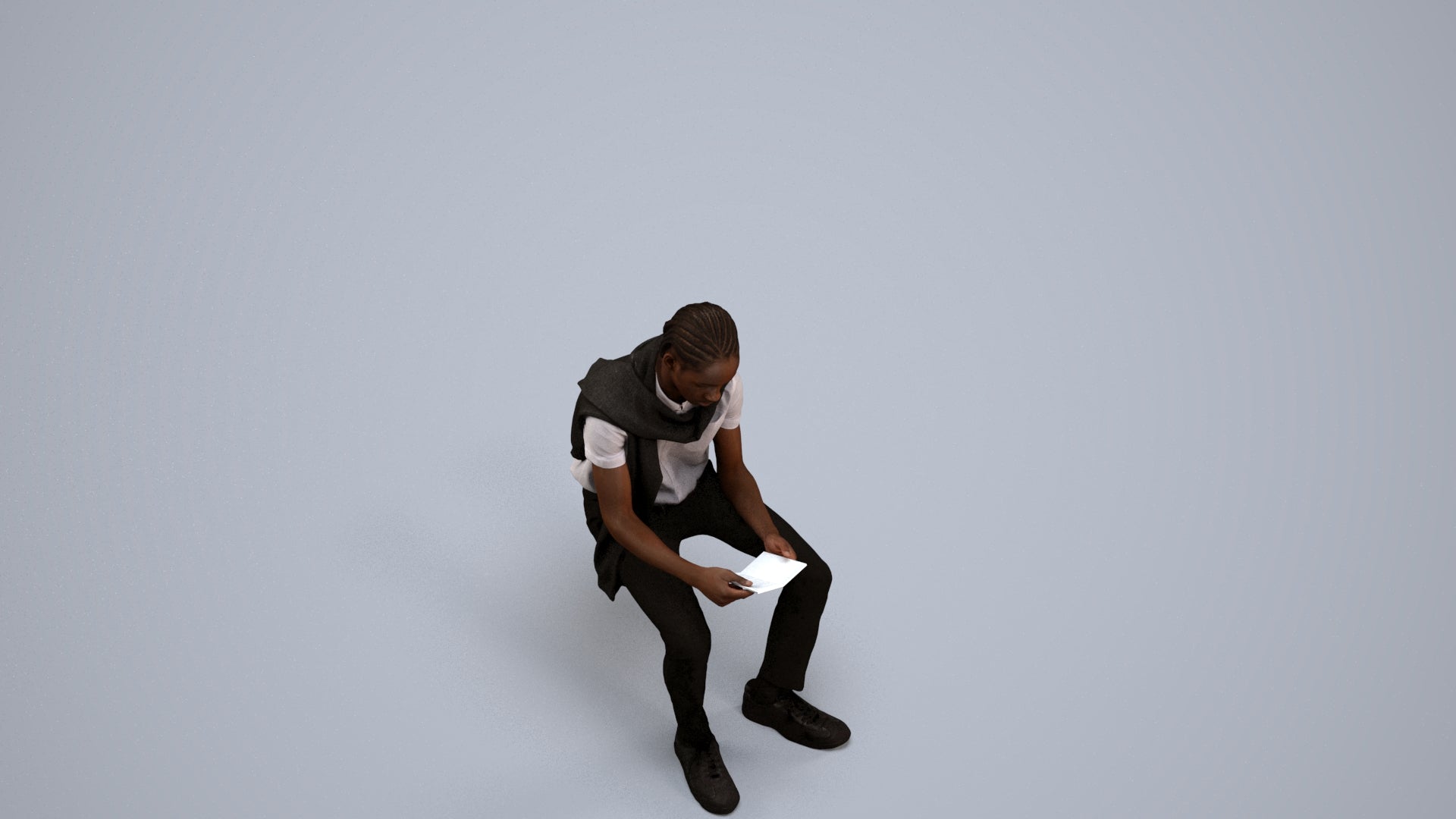 3D people model boy kids, scanned human for 3ds Max rendering, back view render