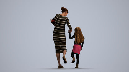 realistic 3D people girl casual kids, render-ready for V-Ray and Corona, FBX OBJ, front view render