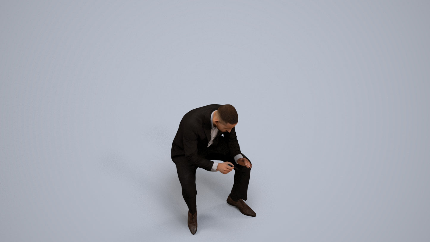 scanned 3D man business, photogrammetry people for Enscape and V-Ray, back view render