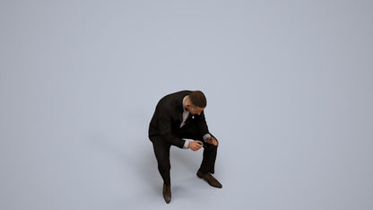 scanned 3D man business, photogrammetry people for Enscape and V-Ray, back view render