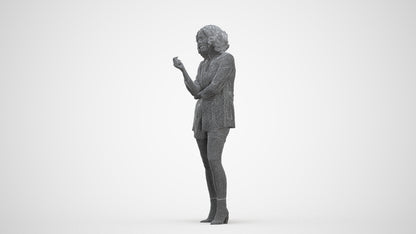 scanned 3D woman business standing, photogrammetry people for Enscape and V-Ray, three-quarter front view render