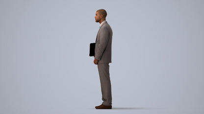 scanned 3D man business, photogrammetry people for Enscape and V-Ray, three-quarter view render