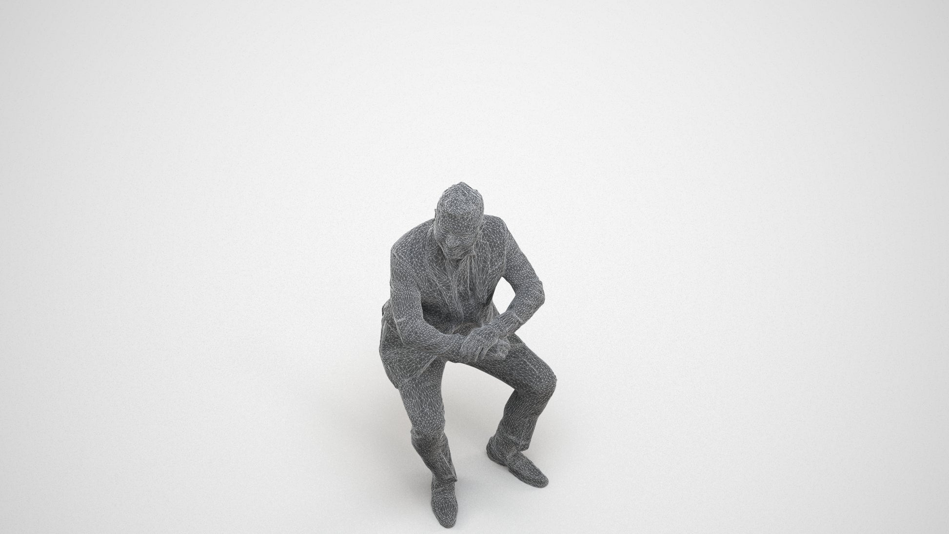 realistic 3D man business, scanned archviz people for Blender and 3ds Max, wireframe three-quarter view