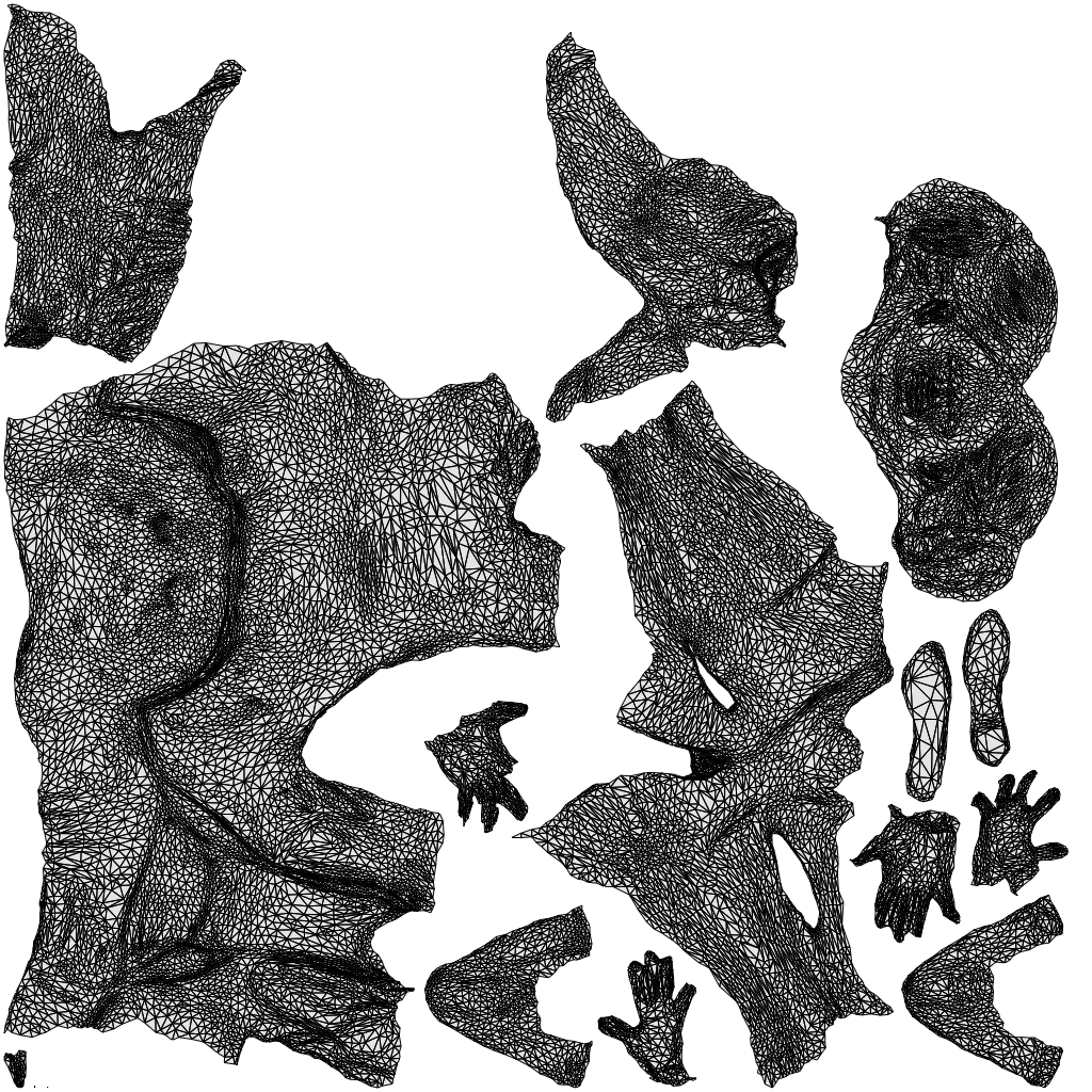 scanned 3D woman business sitting, photogrammetry people for Enscape and V-Ray, wireframe top-down view