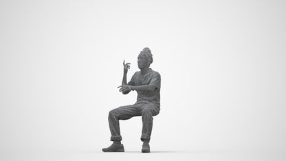 realistic 3D people man casual sitting, render-ready for V-Ray and Corona, FBX OBJ, wireframe back view