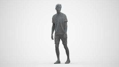 scanned 3D man casual walking, photogrammetry people for Enscape and V-Ray, three-quarter front view render