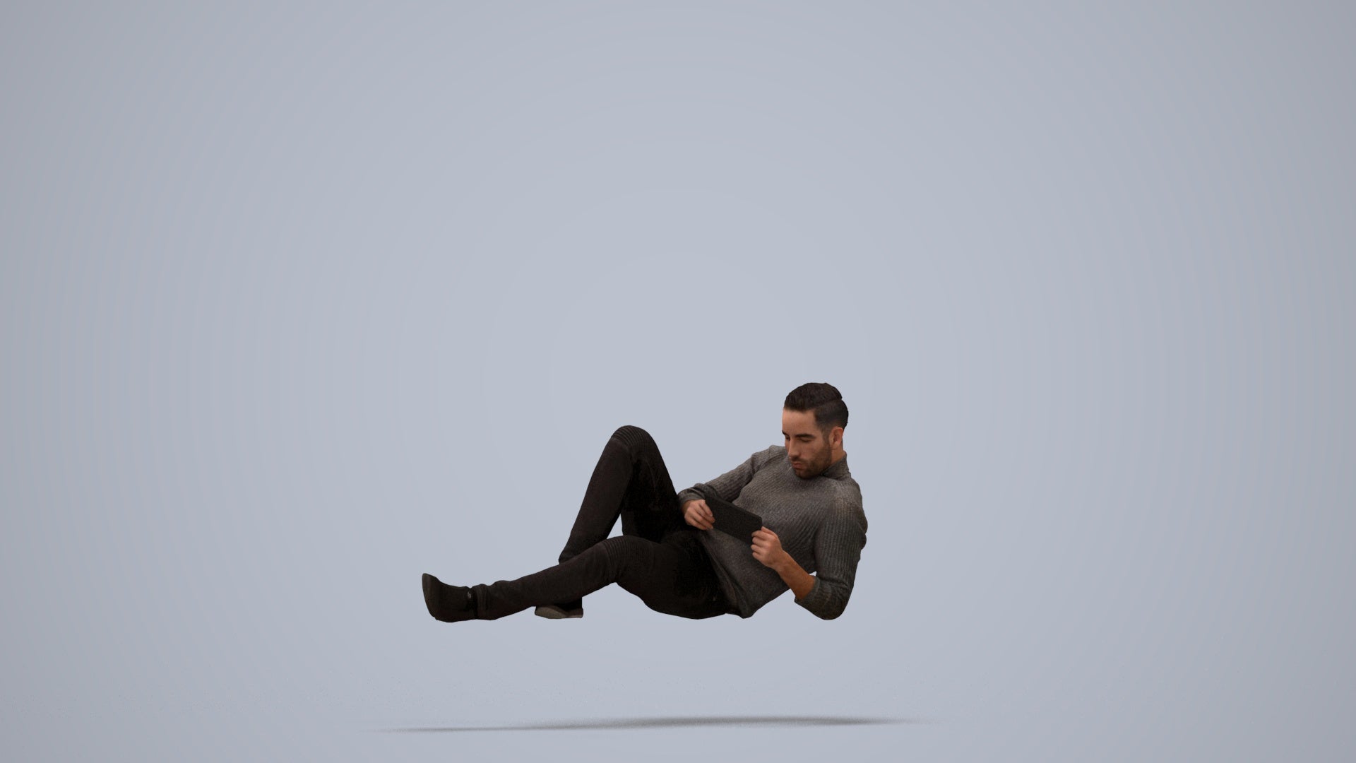 3D scanned man sitting casual, photorealistic archviz people for Enscape and SketchUp, standing pose render