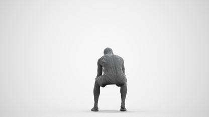 realistic 3D people man casual sitting, render-ready for V-Ray and Corona, FBX OBJ, wireframe front view