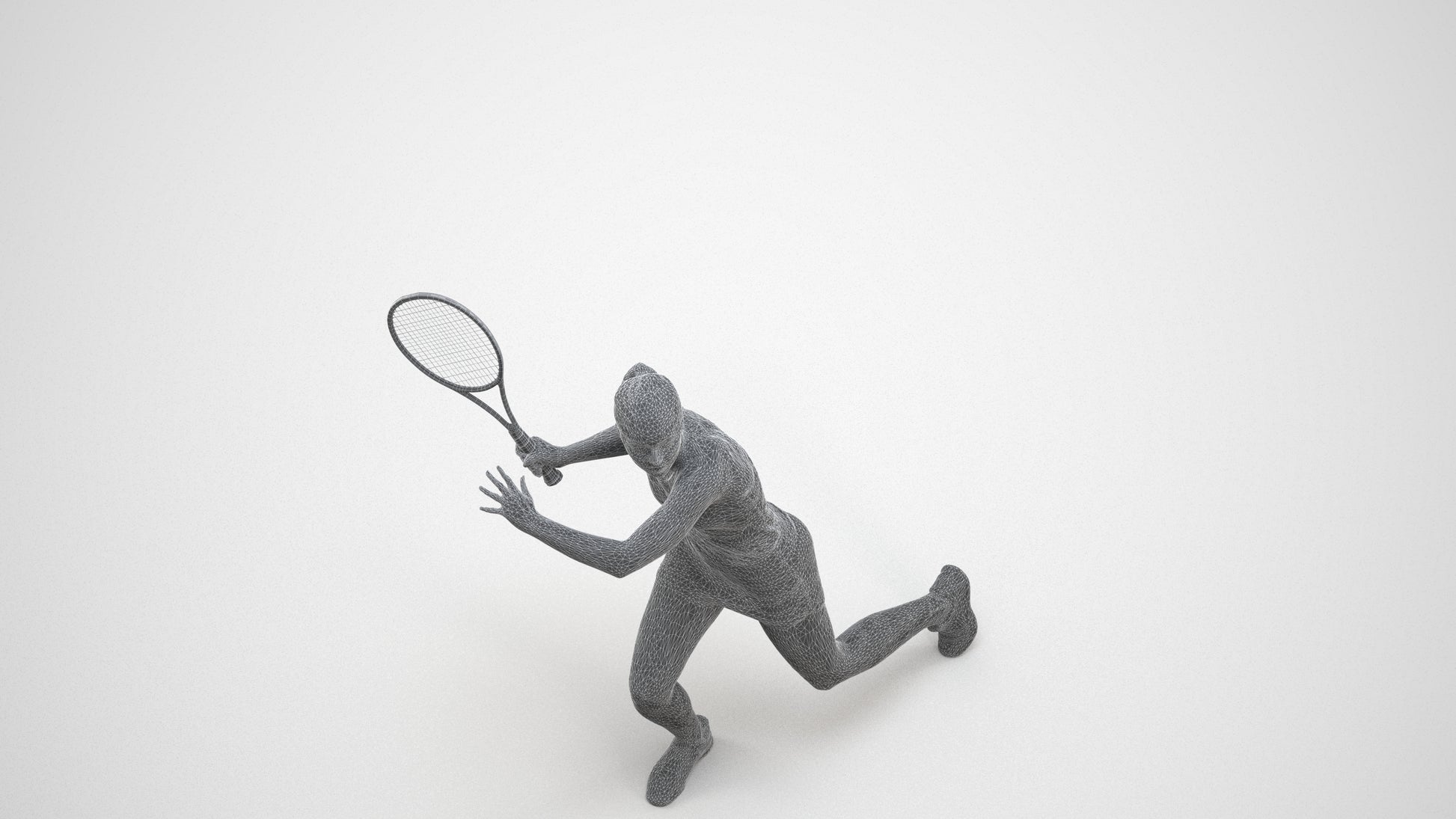realistic 3D human girl sport, archviz people FBX OBJ for Blender, wireframe three-quarter view