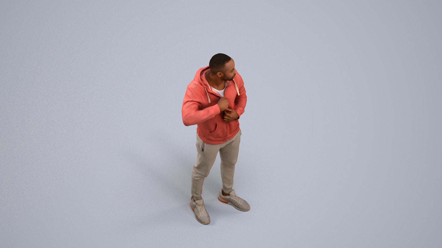 photogrammetry 3D man sport standing, realistic human model archviz FBX, back view render