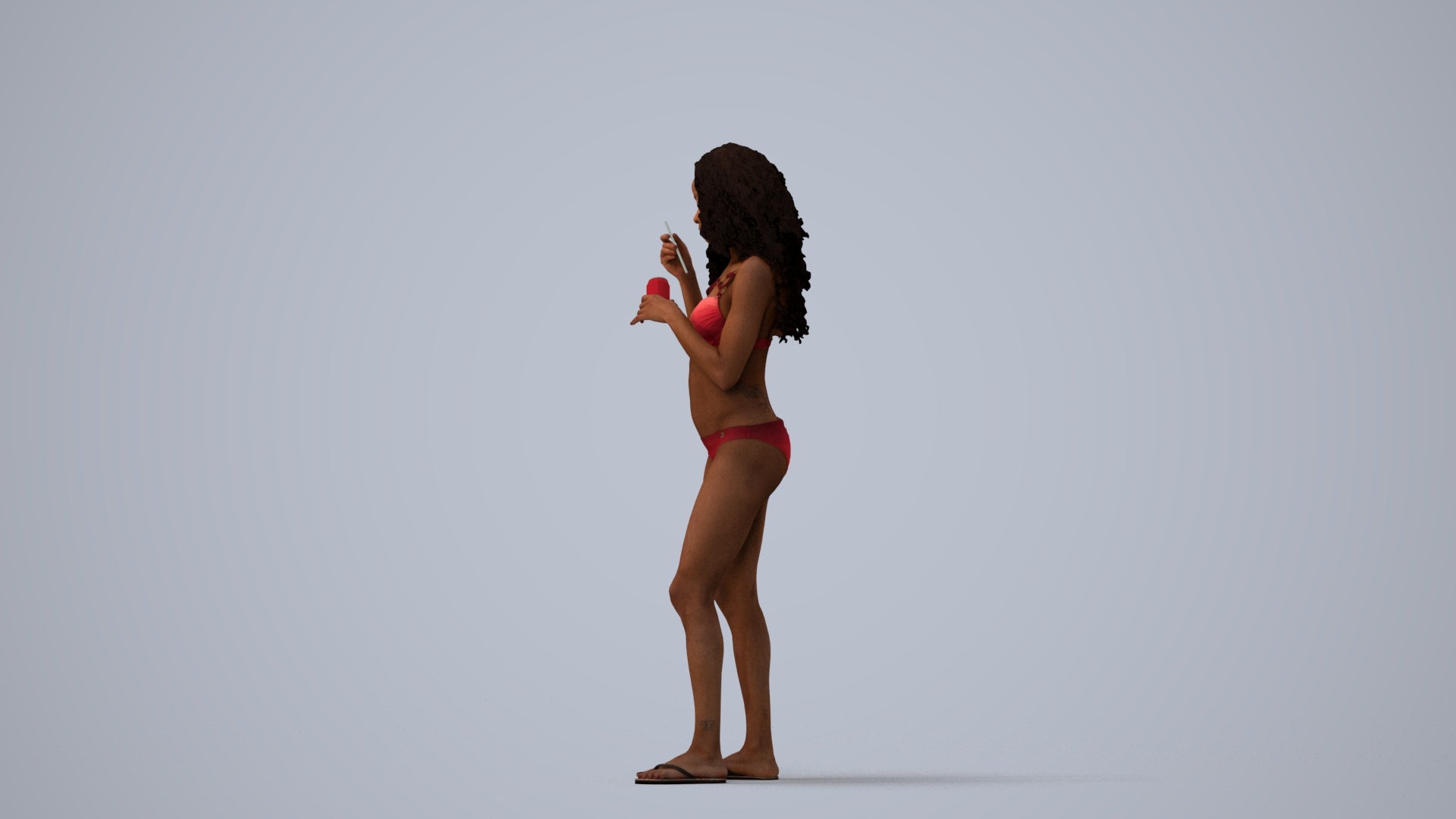 realistic 3D people woman pool, render-ready for V-Ray and Corona, FBX OBJ, three-quarter view render