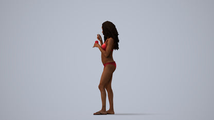 realistic 3D people woman pool, render-ready for V-Ray and Corona, FBX OBJ, three-quarter view render