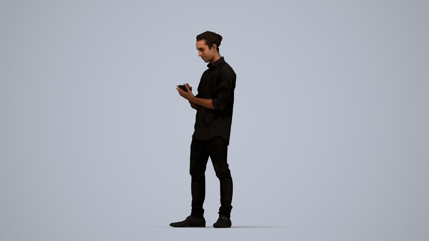 scanned 3D man casual standing, photogrammetry people for Enscape and V-Ray, top-down view render