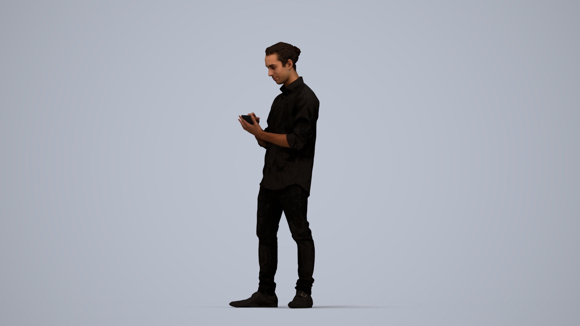 scanned 3D man casual standing, photogrammetry people for Enscape and V-Ray, top-down view render