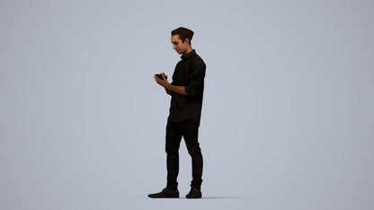 scanned 3D man casual standing, photogrammetry people for Enscape and V-Ray, top-down view render
