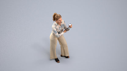 scanned 3D woman casual standing, photogrammetry people for Enscape and V-Ray, back view render