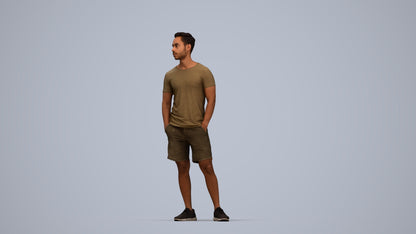 3D people model man casual standing, scanned human for 3ds Max rendering, top-down view render