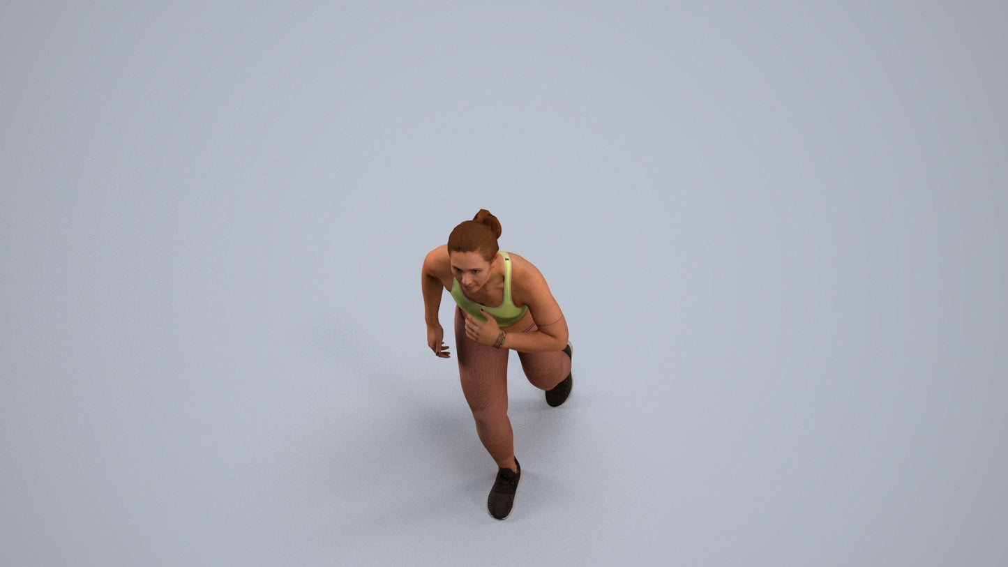 3D people model woman sport, scanned human for 3ds Max rendering, back view render