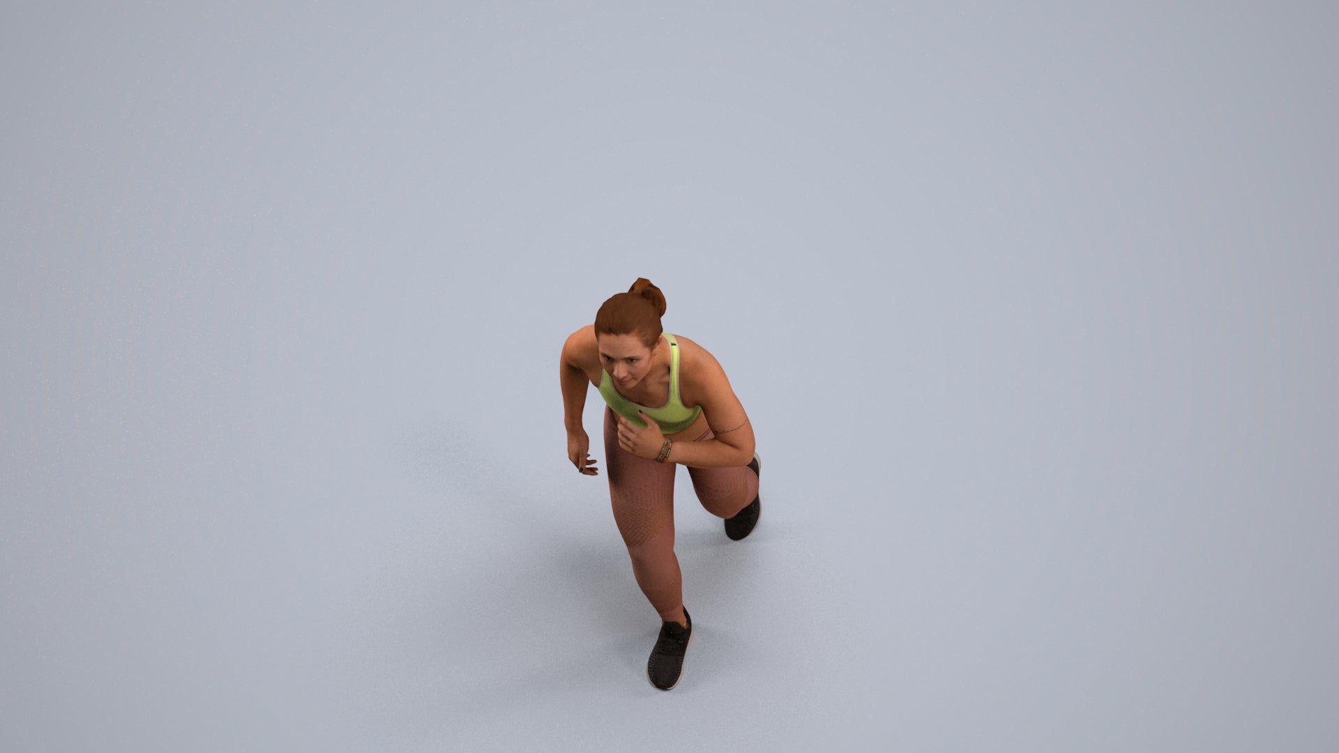 3D people model woman sport, scanned human for 3ds Max rendering, back view render