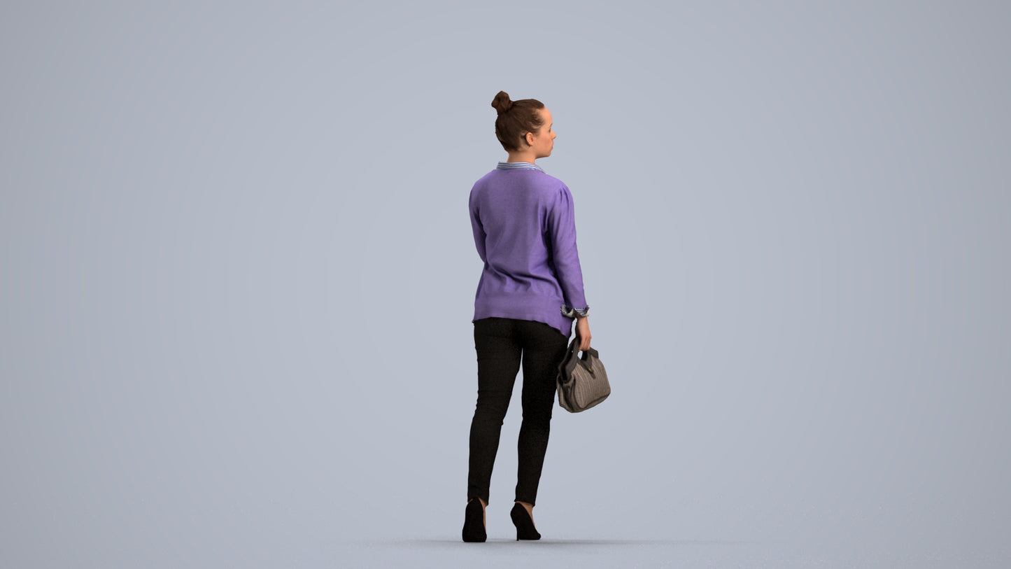 realistic 3D people woman business walking, render-ready for V-Ray and Corona, FBX OBJ, front view render