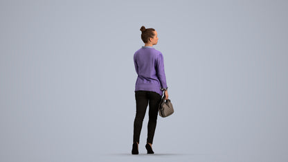 realistic 3D people woman business walking, render-ready for V-Ray and Corona, FBX OBJ, front view render