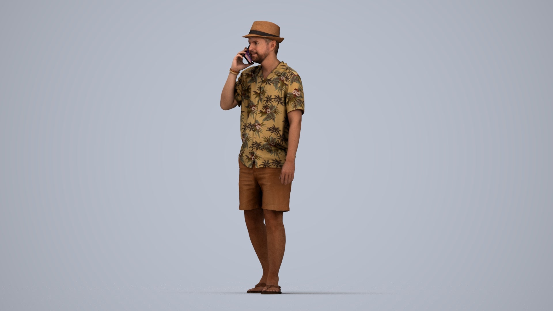 3D human model man walking, photogrammetry scanned person for archviz, top-down view render