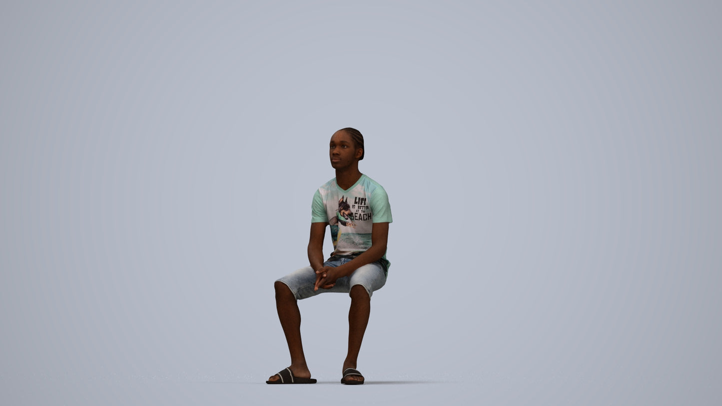 realistic 3D human boy casual kids, archviz people FBX OBJ for Blender, top-down view render
