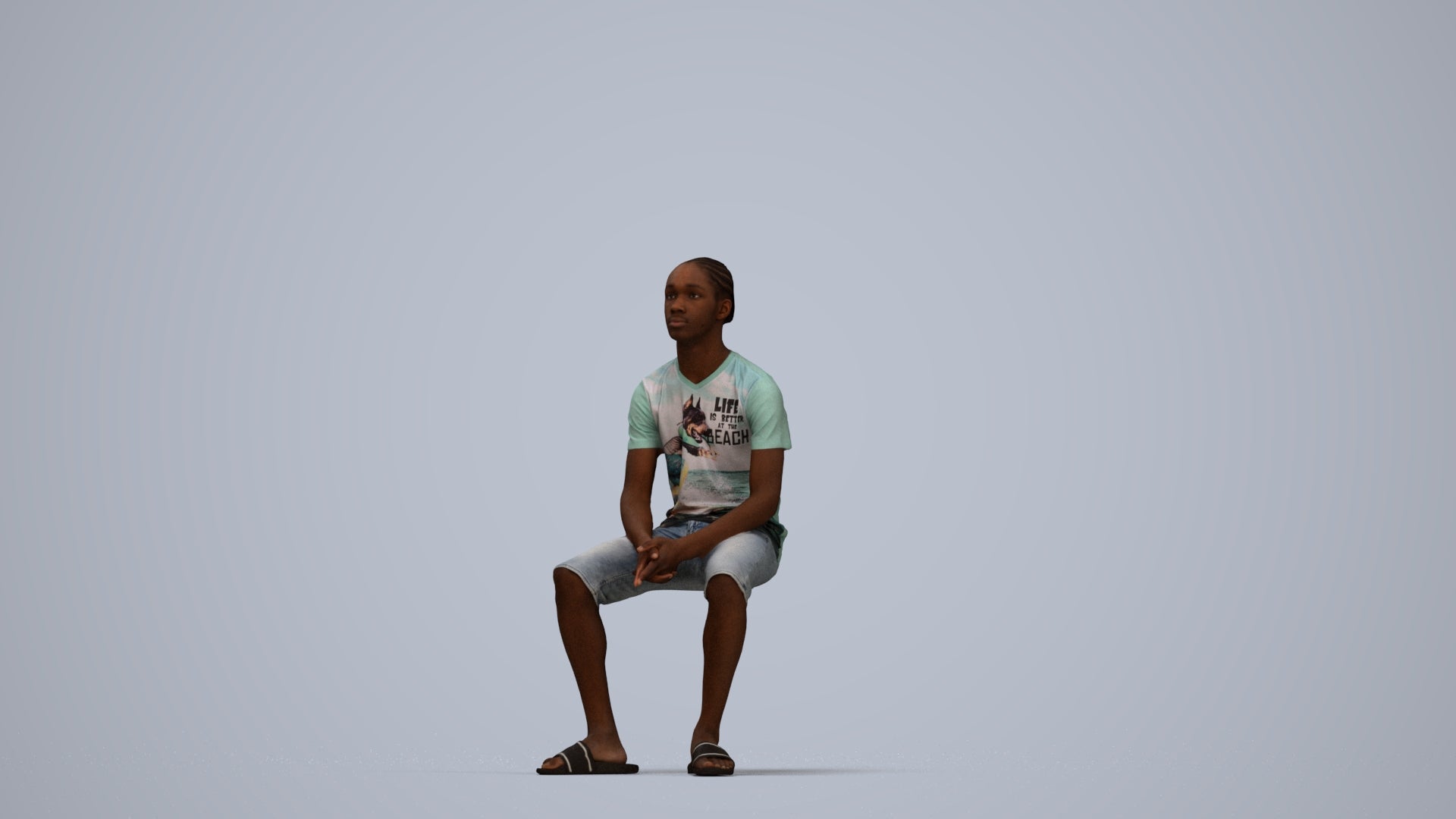 realistic 3D human boy casual kids, archviz people FBX OBJ for Blender, top-down view render