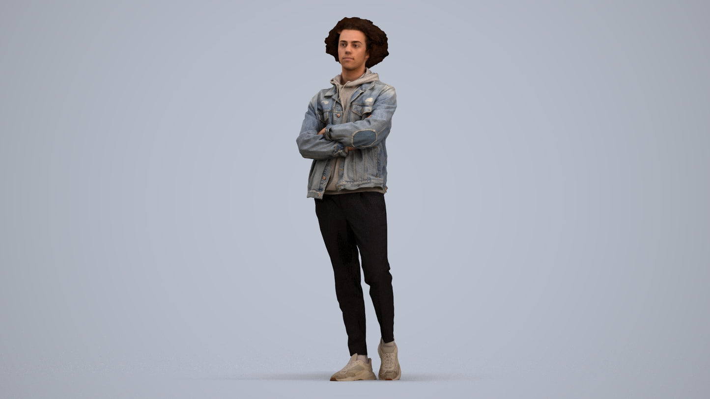 scanned 3D man casual standing, photogrammetry people for Enscape and V-Ray, standing pose render