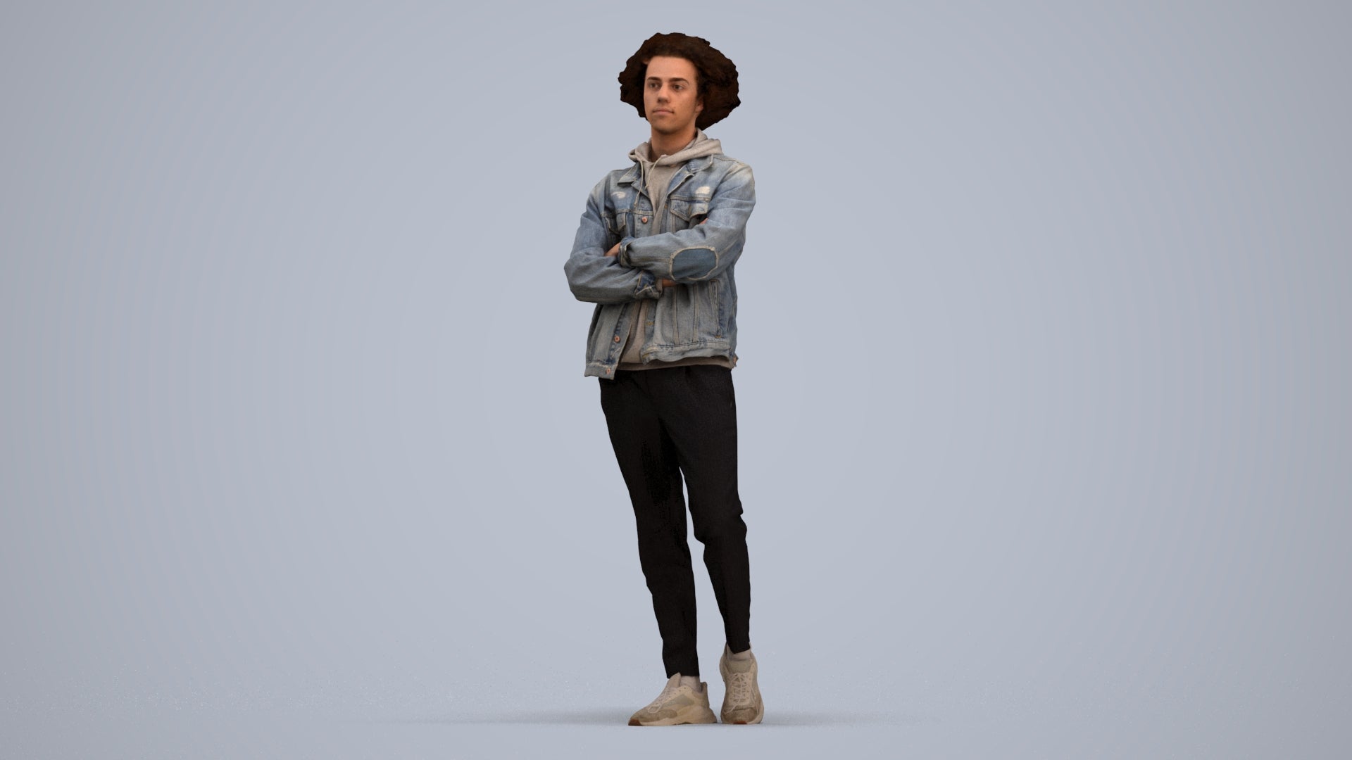 scanned 3D man casual standing, photogrammetry people for Enscape and V-Ray, standing pose render