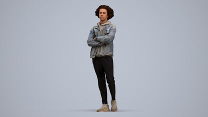 scanned 3D man casual standing, photogrammetry people for Enscape and V-Ray, standing pose render