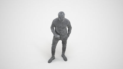 realistic 3D people man casual standing, render-ready for V-Ray and Corona, FBX OBJ, wireframe three-quarter view