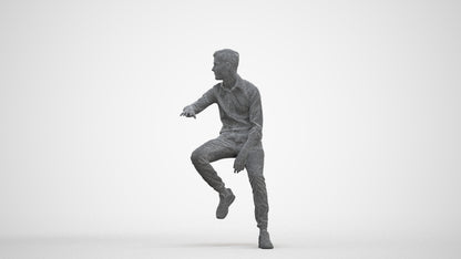 realistic 3D people man casual sitting, render-ready for V-Ray and Corona, FBX OBJ, three-quarter front view render