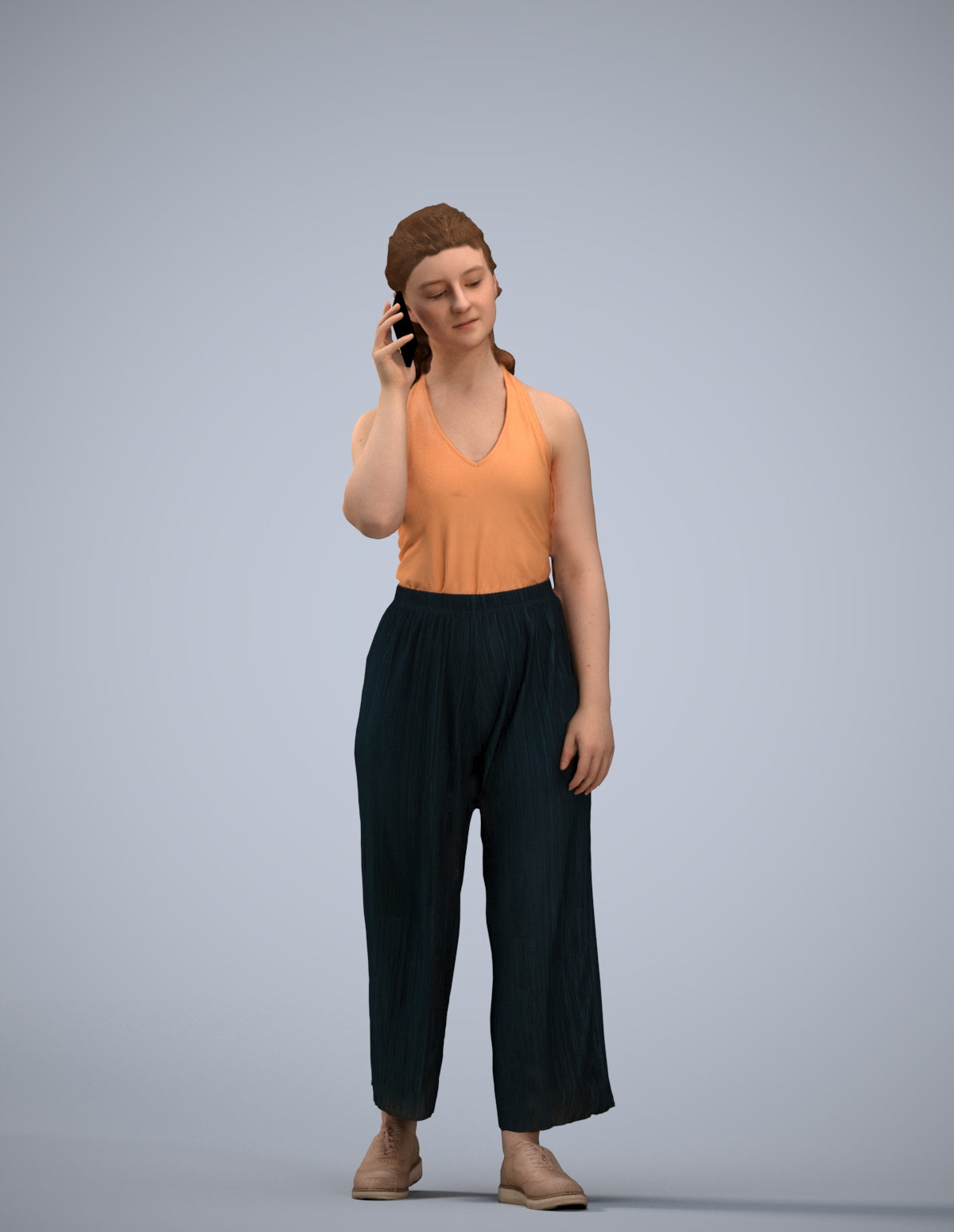 scanned 3D girl casual kids, photogrammetry people for Enscape and V-Ray