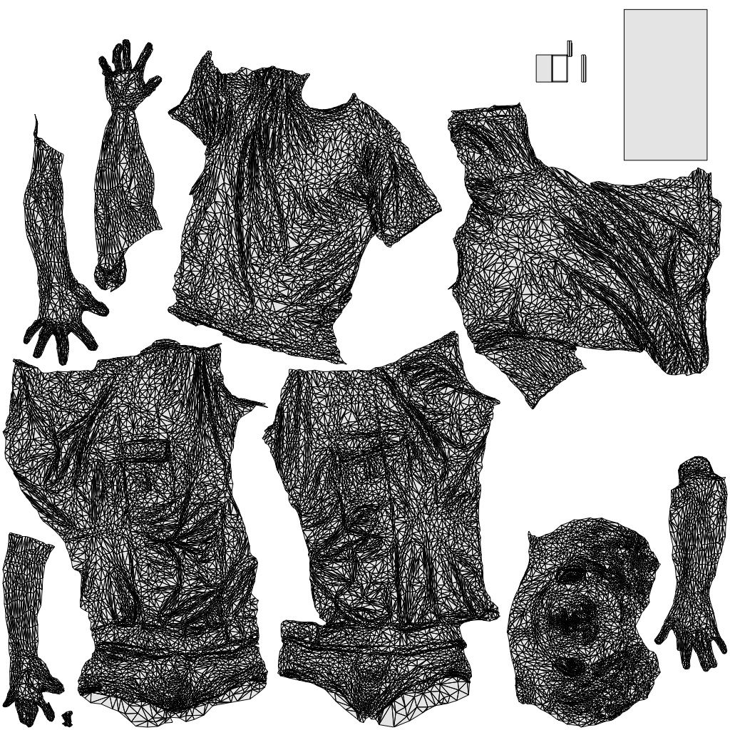 3D human model man casual standing, photogrammetry scanned person for archviz, wireframe top-down view
