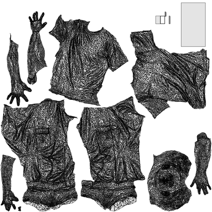 3D human model man casual standing, photogrammetry scanned person for archviz, wireframe top-down view