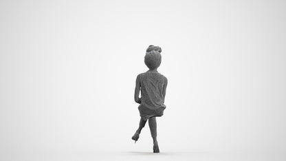 photogrammetry 3D woman casual sitting, realistic human model archviz FBX, wireframe front view