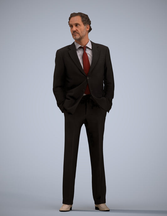 3D scanned man business, photorealistic archviz people for Enscape and SketchUp