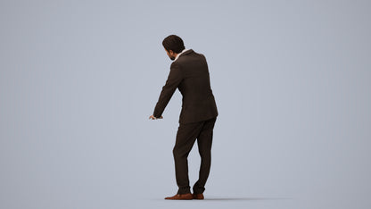 photogrammetry 3D man business, realistic human model archviz FBX, three-quarter view render