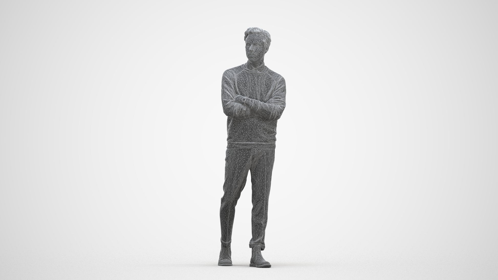 3D people model man casual walking, scanned human for 3ds Max rendering, three-quarter front view render