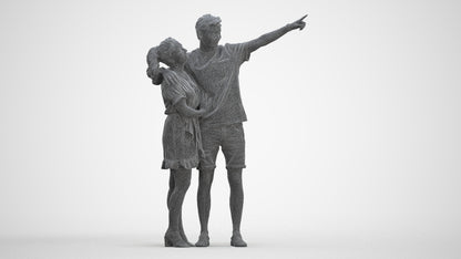 scanned 3D woman casual couple, photogrammetry people for Enscape and V-Ray, three-quarter front view render