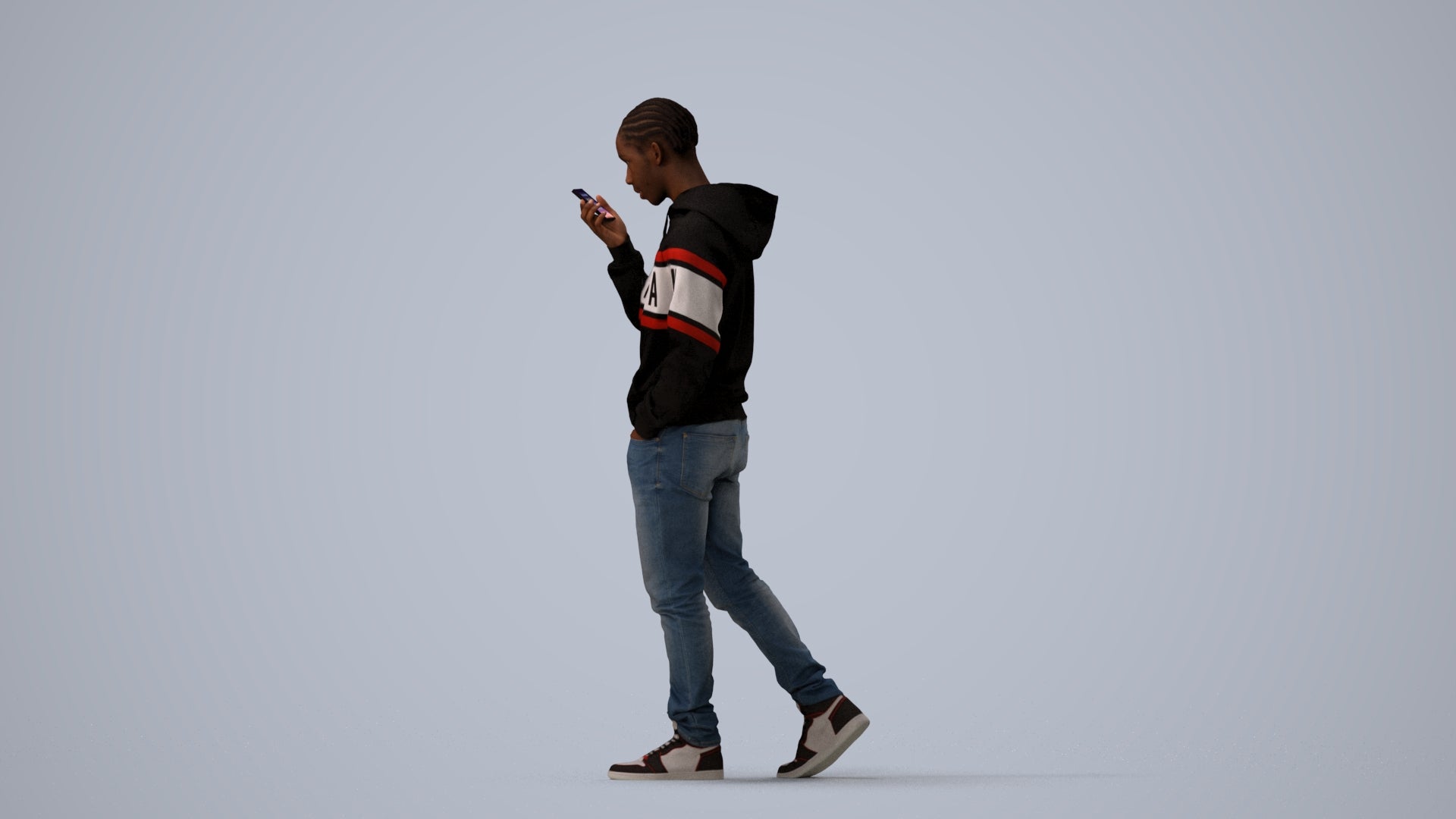 3D people model boy casual kids, scanned human for 3ds Max rendering, three-quarter view render