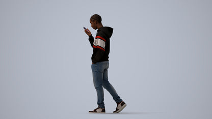 3D people model boy casual kids, scanned human for 3ds Max rendering, three-quarter view render