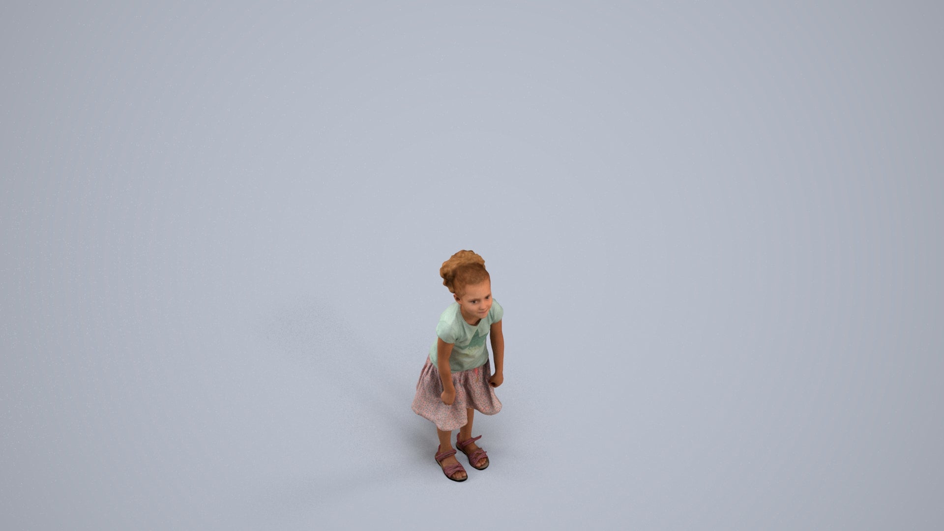 realistic 3D human girl casual kids, archviz people FBX OBJ for Blender, back view render
