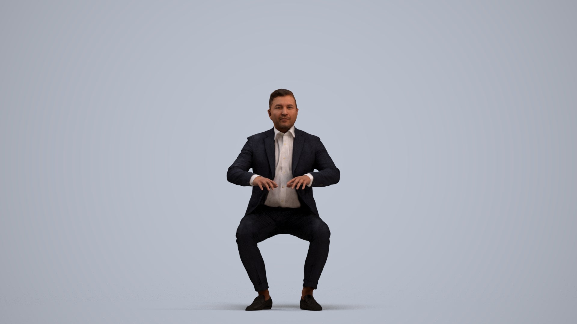 3D human model man business, photogrammetry scanned person for archviz, standing pose render